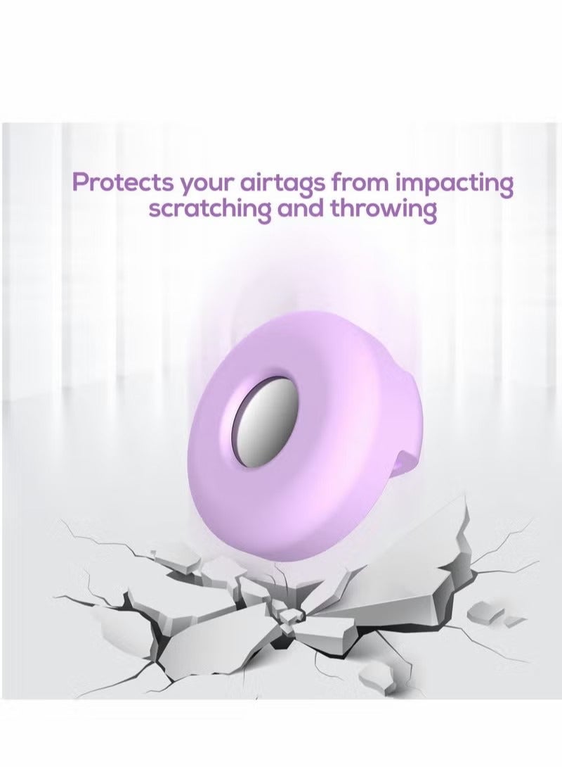 2 قطعة الهواء العلامة طوق حامل، سيليكون حالة الأليفة لعلامات التفاح، حامل العلامة المضادة للضياع متوافق مع القط الياقات سحر الملحقات، الوردي الأرجواني - Image 5